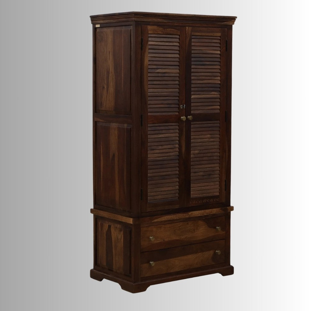 Dehra Wooden Wardrobe for Storage (Walnut)