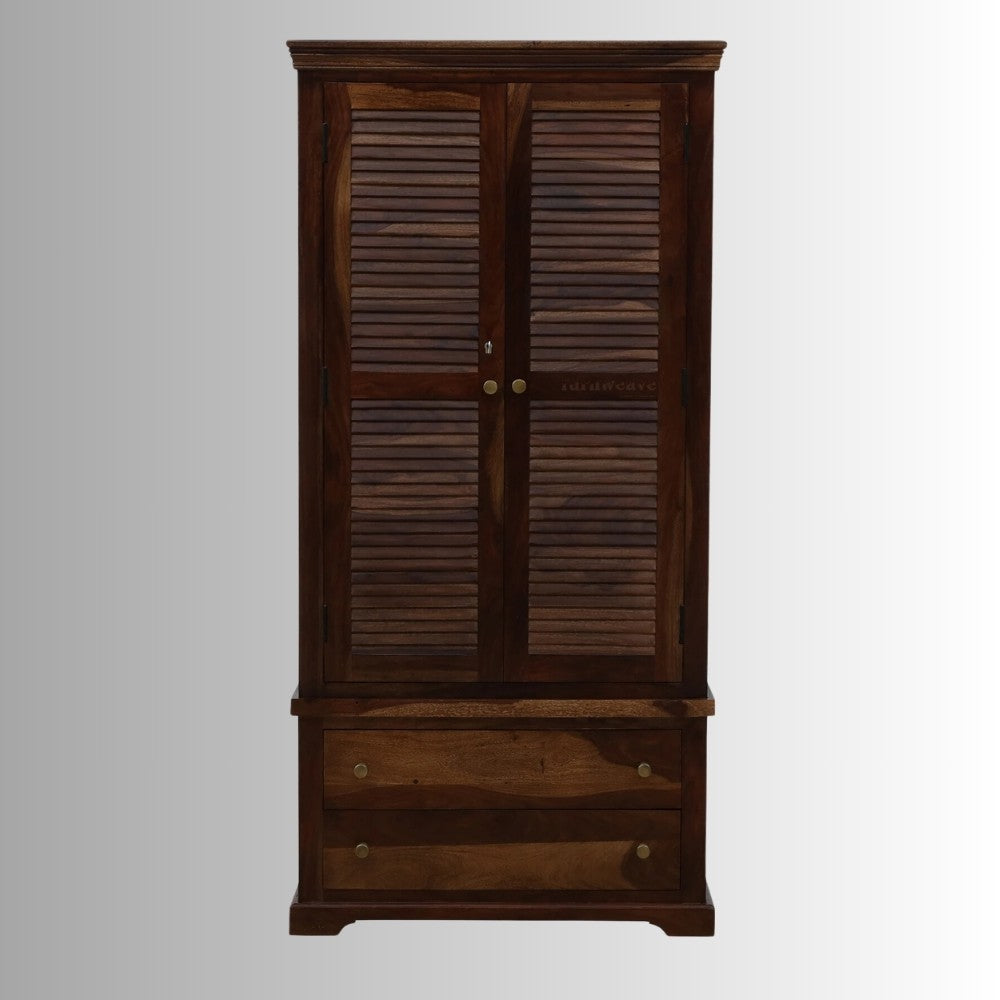 Dehra Wooden Wardrobe for Storage (Walnut)