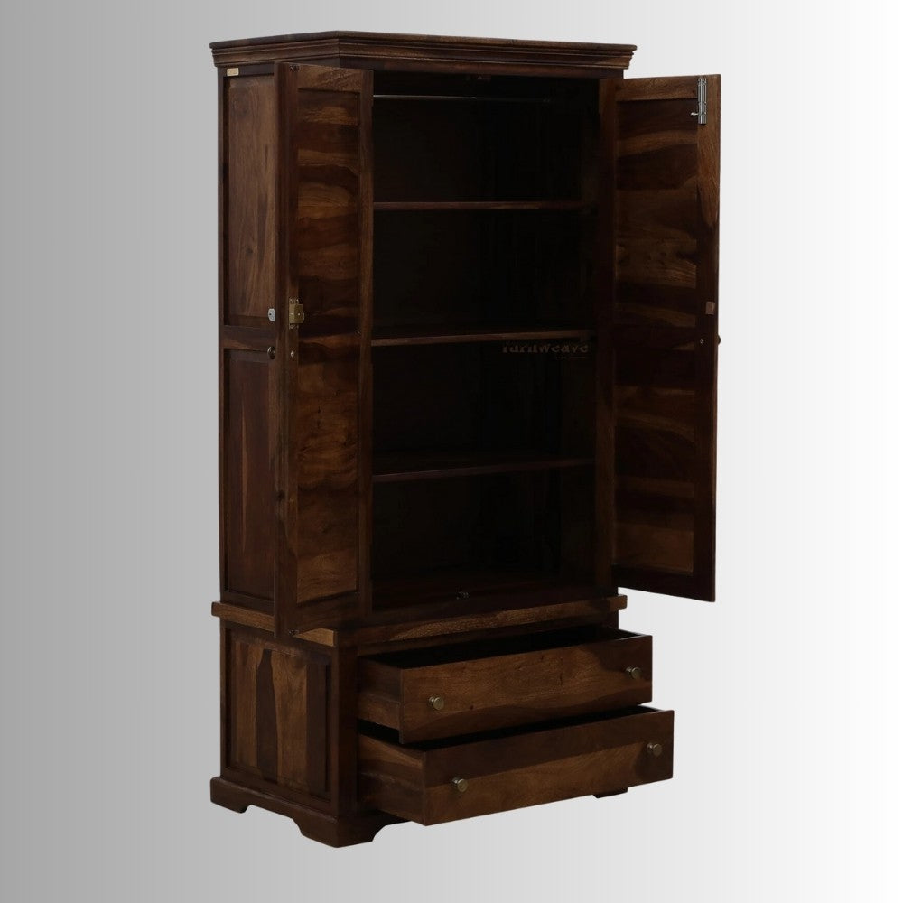 Dehra Wooden Wardrobe for Storage (Walnut)