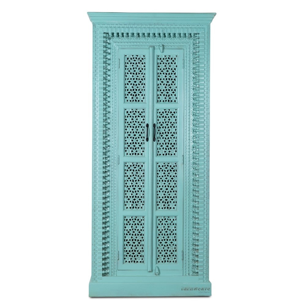 Wadar Solid Wood Wardrobe (Green Distress)