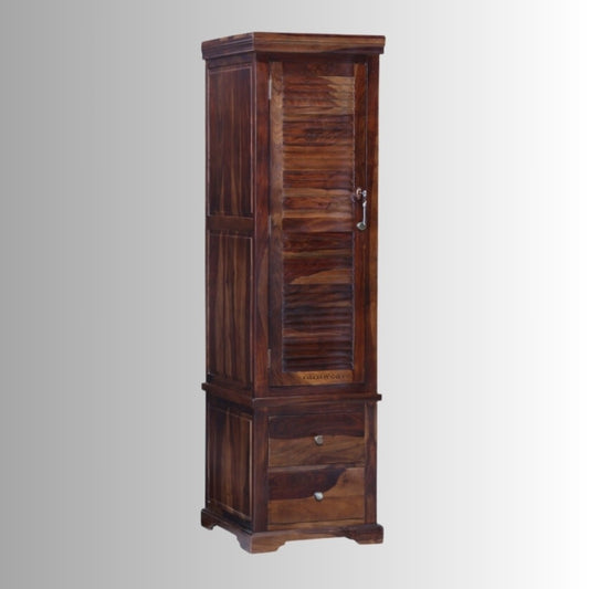 Swai Wooden Single Door Wardrobe (Teak Brown)