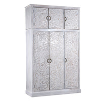 Khame Wooden Carved Storage Three Door Wardrobe with Maliya