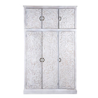 Khame Wooden Carved Storage Three Door Wardrobe with Maliya