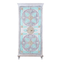 Fise Wooden Carved Distress Wardrobe Almirah (White Distress)