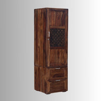 Kunti Wooden Single Door Wardrobe (Teak Brown)