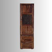 Kunti Wooden Single Door Wardrobe (Teak Brown)