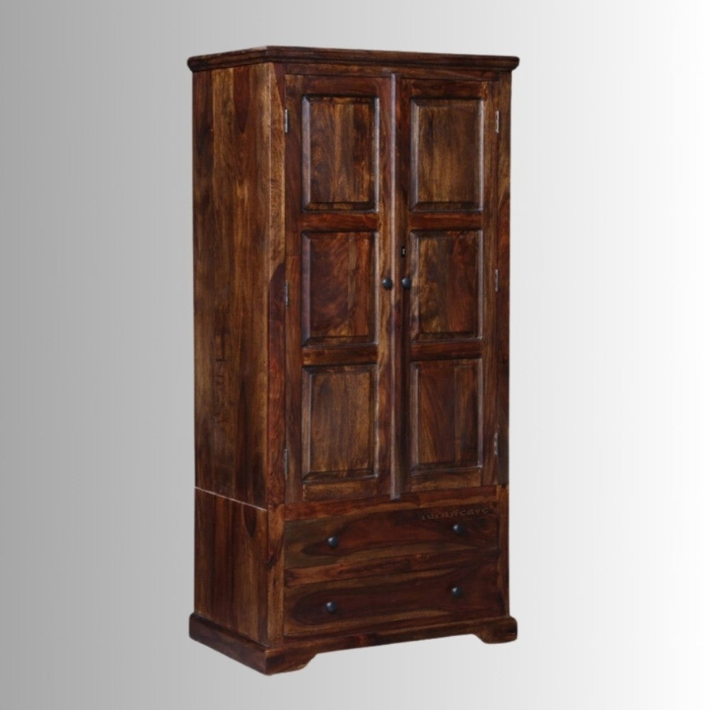 Kafi Wooden Two Door Wardrobe (Teak Brown)