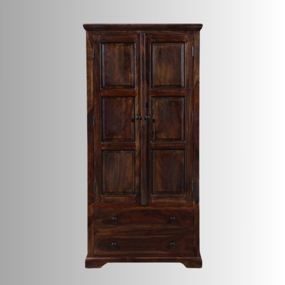 Kafi Wooden Two Door Wardrobe (Teak Brown)