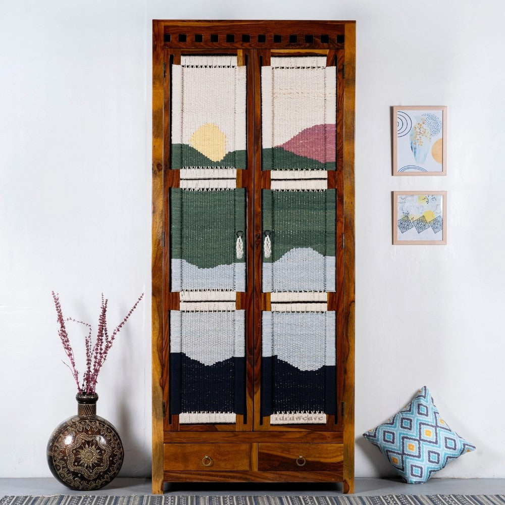 Bunai Wooden Handwoven Wardrobe (Teak)