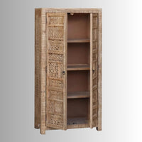 Sabre Wooden Carved Storage Wardrobe Almirah for Storage (Natural Antique)