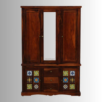 Rinte Wooden Three Door Wardrobe (Teak)