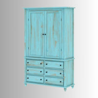 Akia Wooden Distress Wardrobe for Storage (Blue Distress)