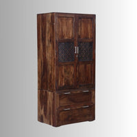 Kunti Wooden Two Door Wardrobe (Teak Brown)