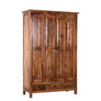 Temo Wooden Antique Finish Wardrobe (Teak Finish)