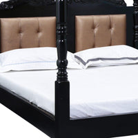 Carlo Wooden Upholstered Poster Bed (Black)