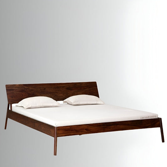 Teni Solid Wood bed Without Storage (Brown) | Wooden Bedside Tables | Furnweave