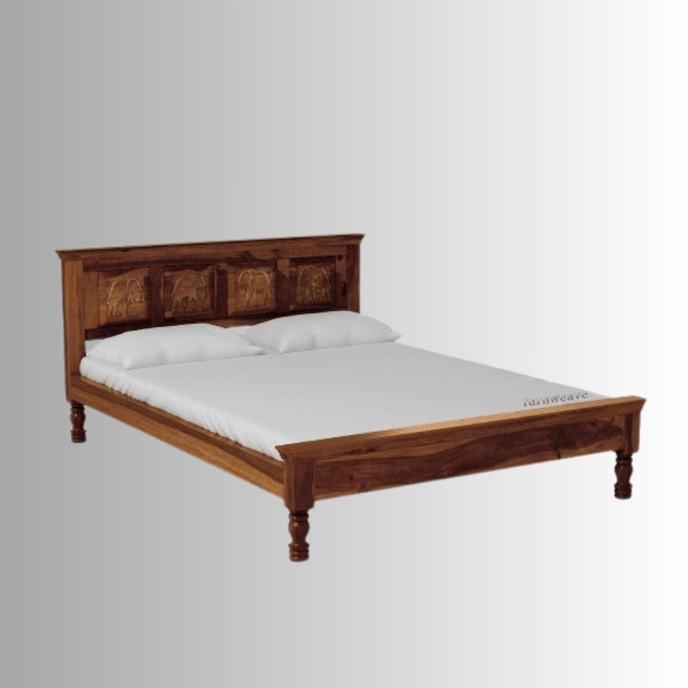 Meski Wooden Bed Without Storage (Honey) | Wooden Bedside Tables | Furnweave