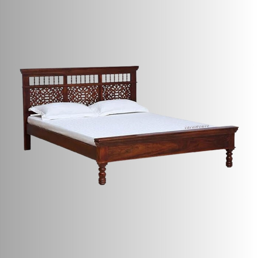 Tuna Wooden Bed Without Storage (Teak) | Wooden Bedside Tables | Furnweave