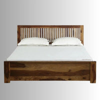 Teris Wooden Storage Bed With Drawers (Light Brown)