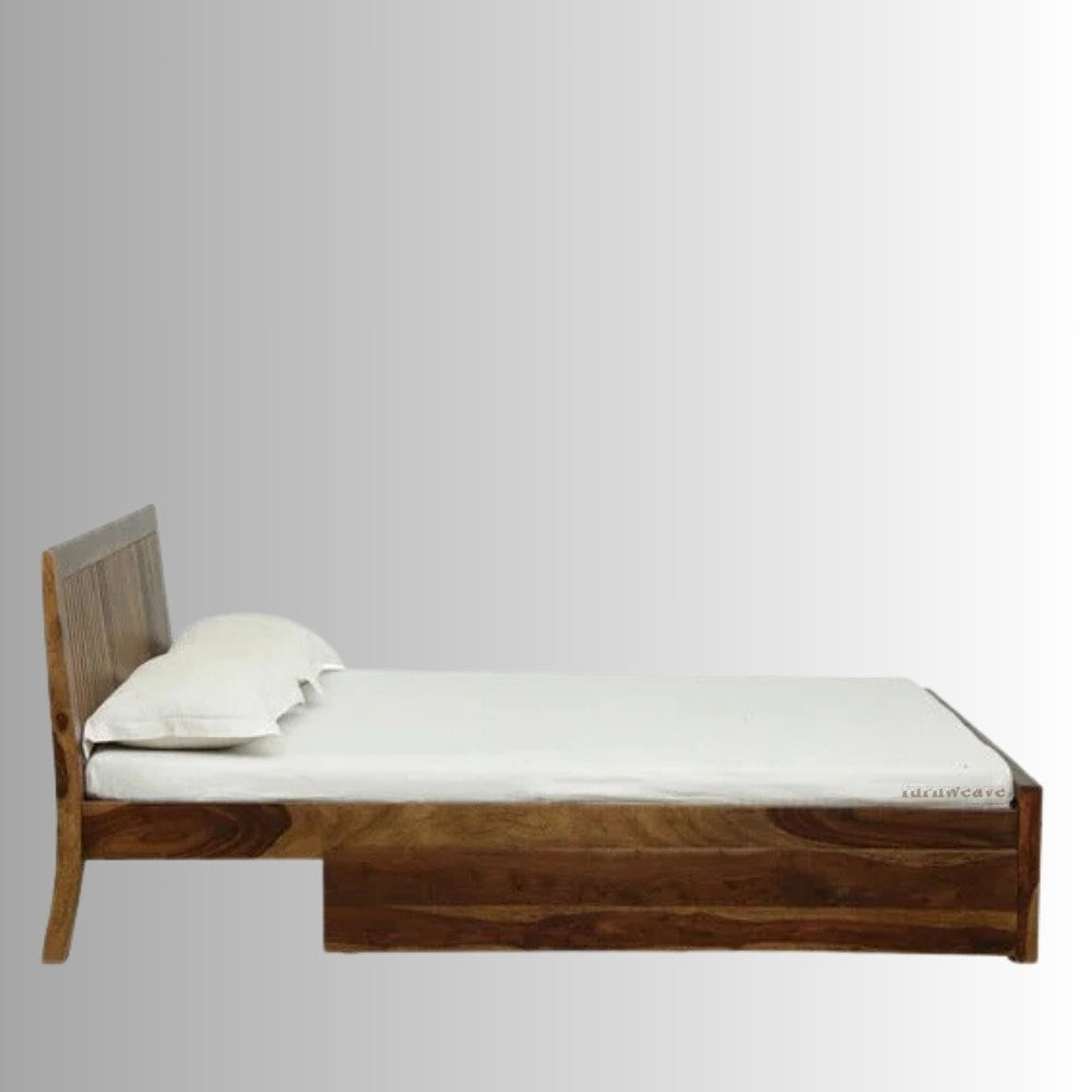 Teris Wooden Storage Bed With Drawers (Light Brown)