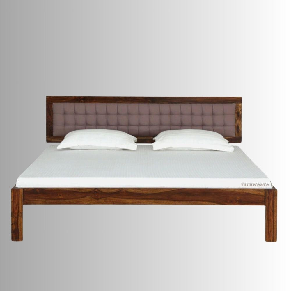 Sinva Wooden Upholstered Bed (Honey)