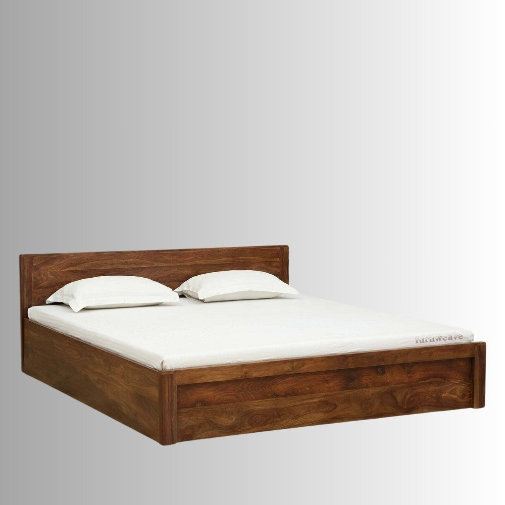 Azma Wooden Storage Bed (Light Brown) | Wooden Bedside Tables | Furnweave