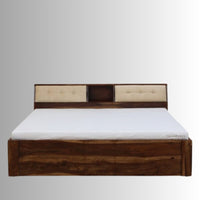 Ditar Solid Wood Essential Bed With Storage (Walnut)