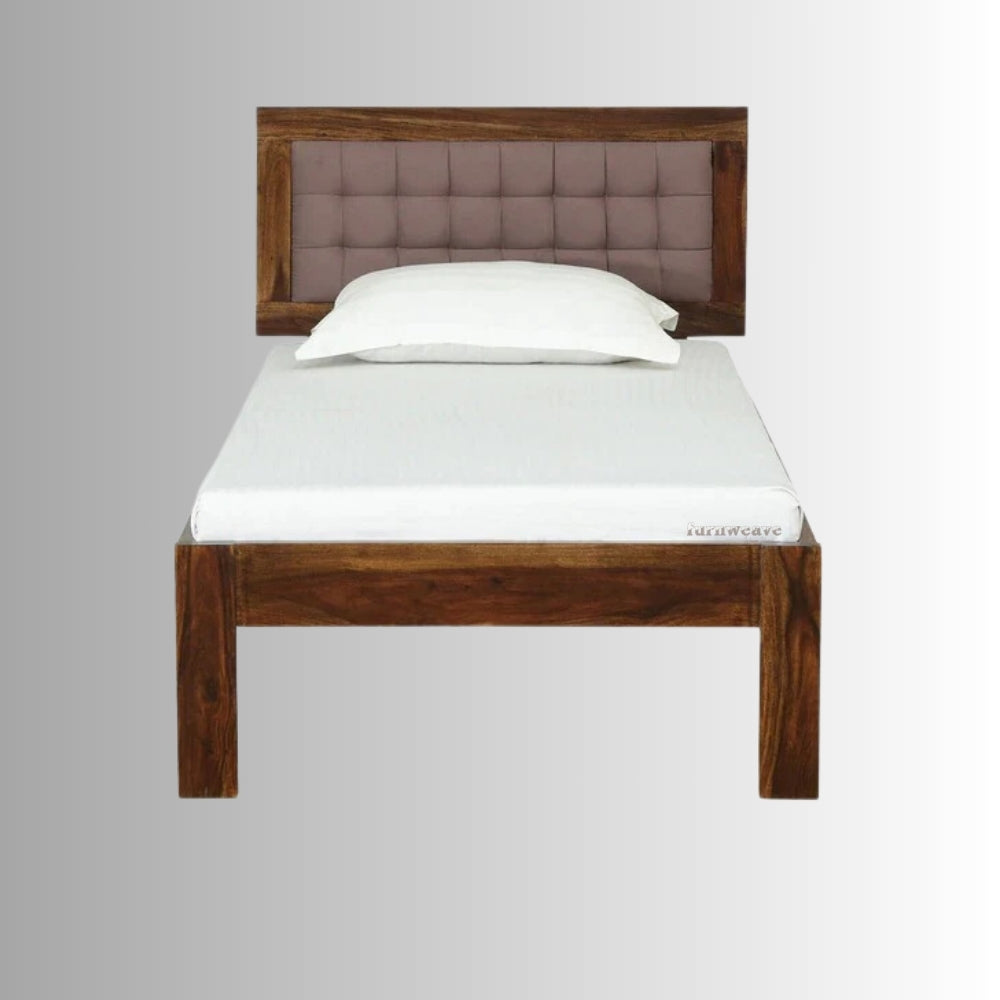 Sinva Solid Wood Upholstered Single Diwan Bed (Honey)