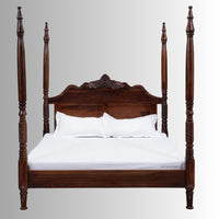 Coral Wooden Carved Poster Bed (Teak)