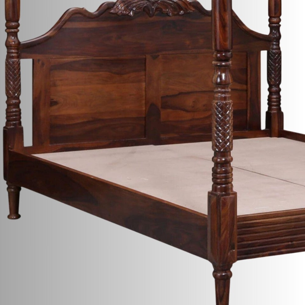 Coral Wooden Carved Poster Bed (Teak)