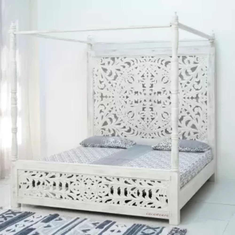 Yuven Wooden Carved Poster Bed