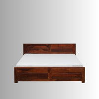 Kevi Wooden Sheesham Box Storage Bed (Honey)