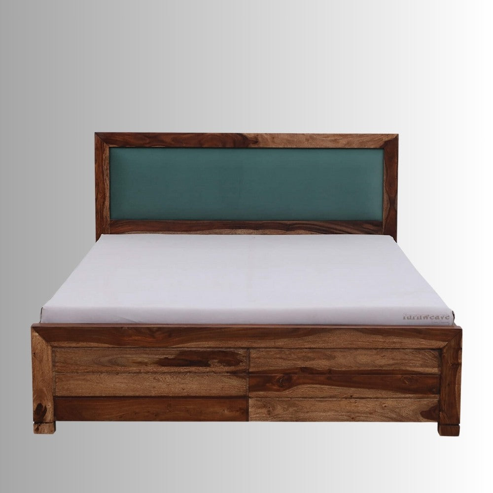 Cetia Solid Wood Bed (Green Upholstery)