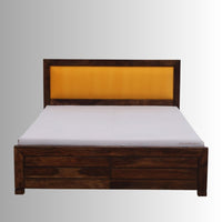 Cetia Solid Wood Bed (Orange Upholstery)