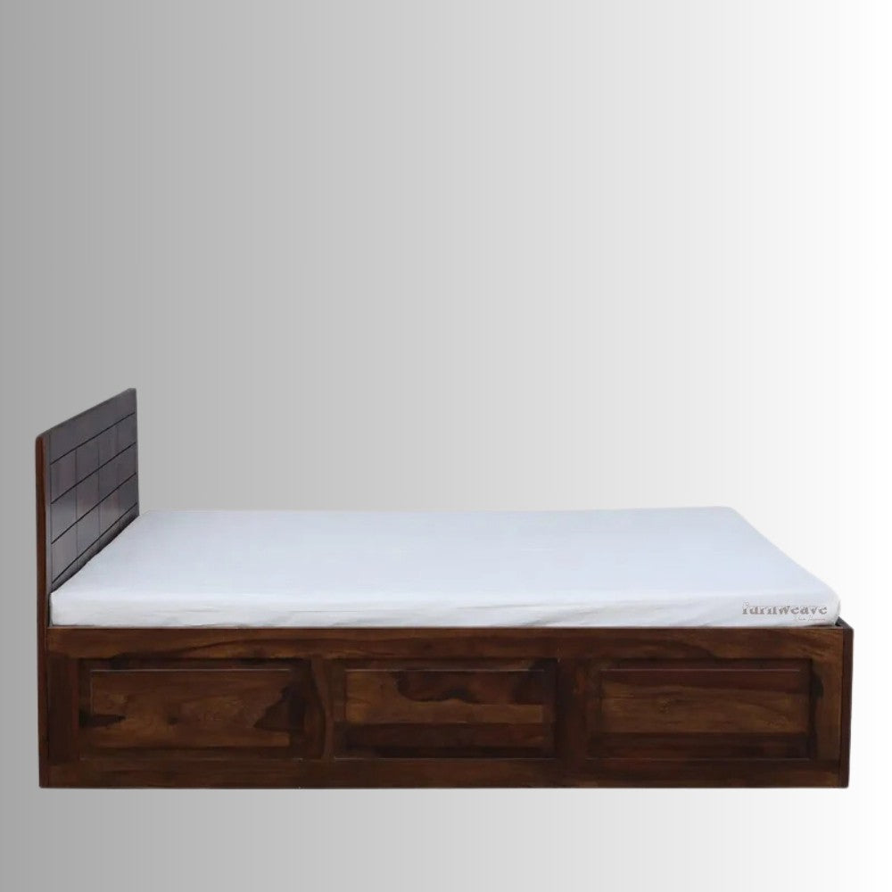 Rehan Wooden Solid Wood Box Storage Bed (Walnut)