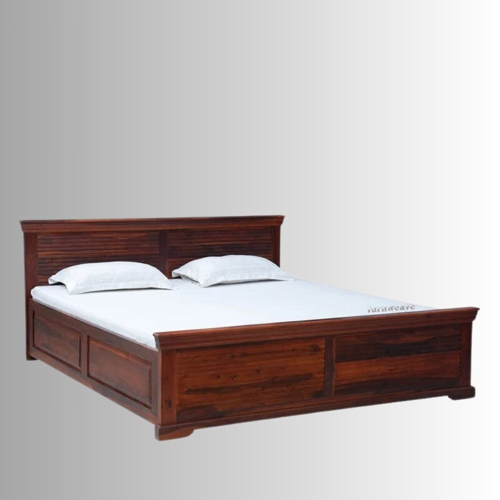 Olter Solid Wood Storage Bed (Mahagony) | Wooden Bedside Tables | Furnweave