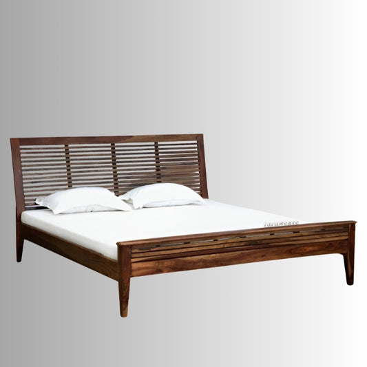 Uvin Wooden Bed Without Storage (Honey) | Wooden Bedside Tables | Furnweave