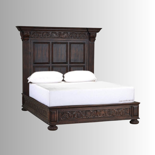 Luxury Wooden Designer Bed (Walnut) | Wooden Bedside Tables | Furnweave