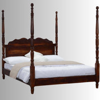 Hoval Wooden Carved Poster Bed (Teak)