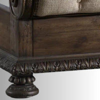 Radea Wooden Upholstered Fabric Bed (Antique Walnut)