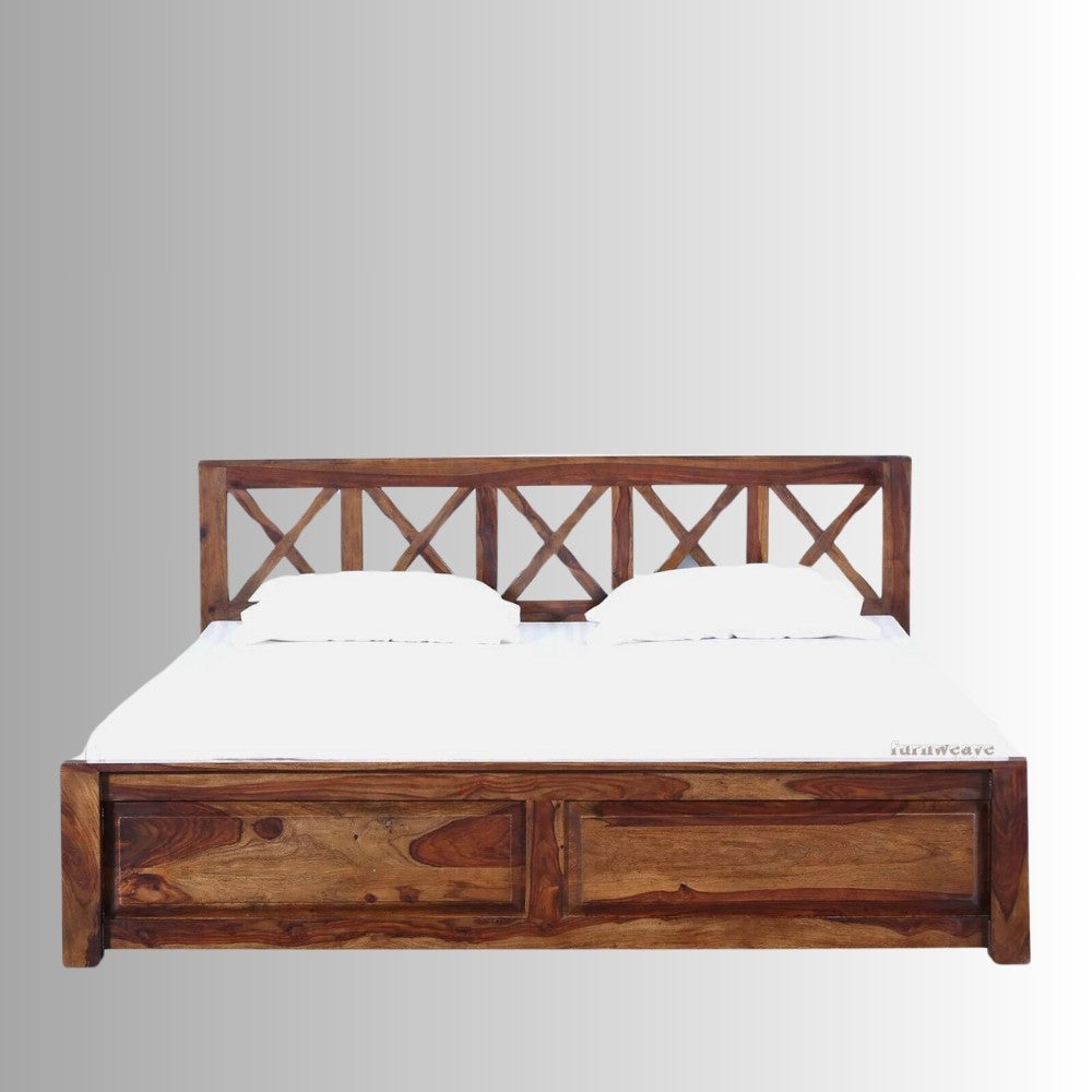 Alvea Wooden Storage Bed With Drawers (Teak)