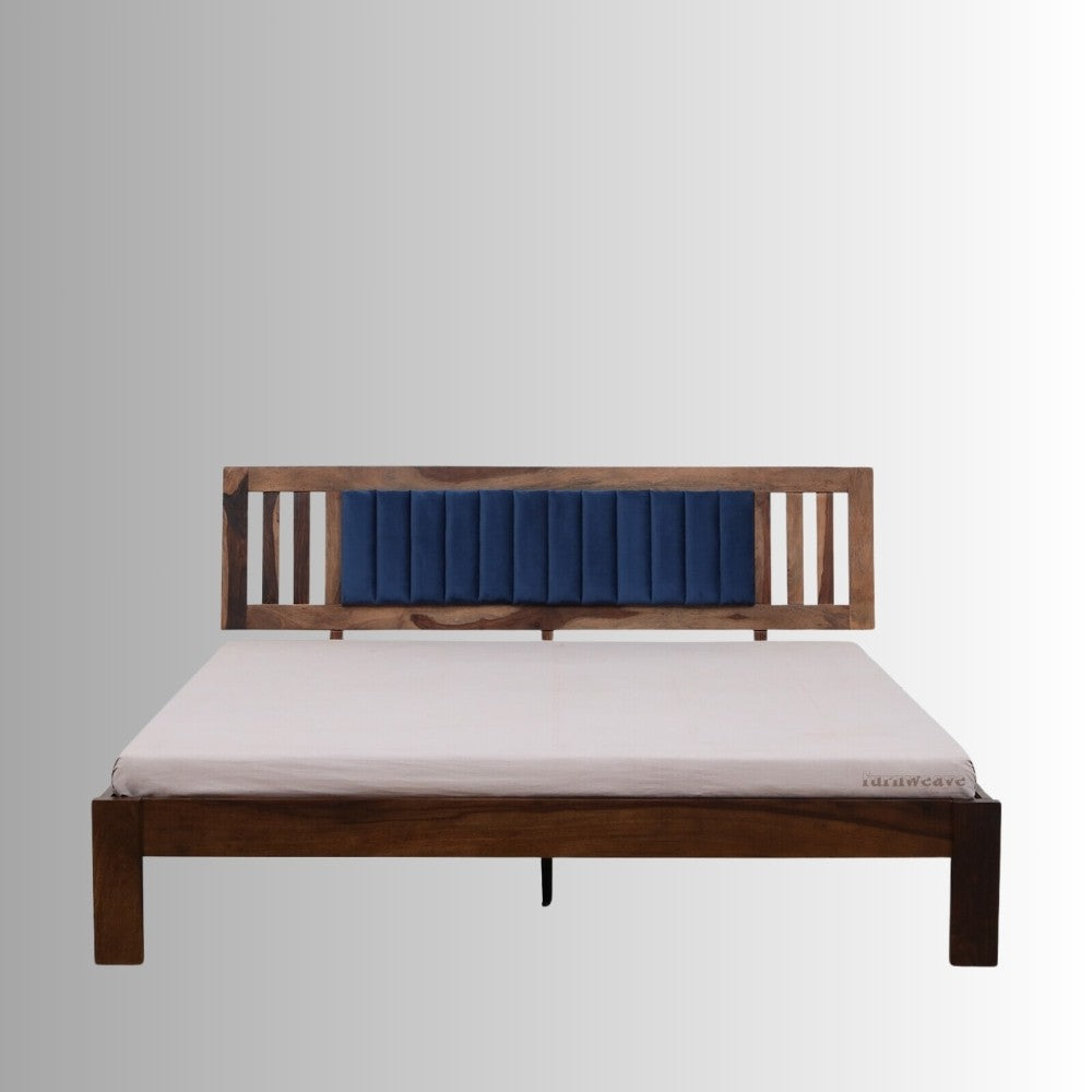 Kefia Wooden upholstered Bed without Storage (Light Walnut)