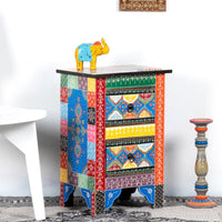 Inia Wooden Side Table (Handpainted)