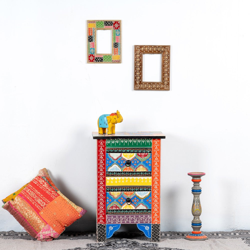 Inia Wooden Side Table (Handpainted)