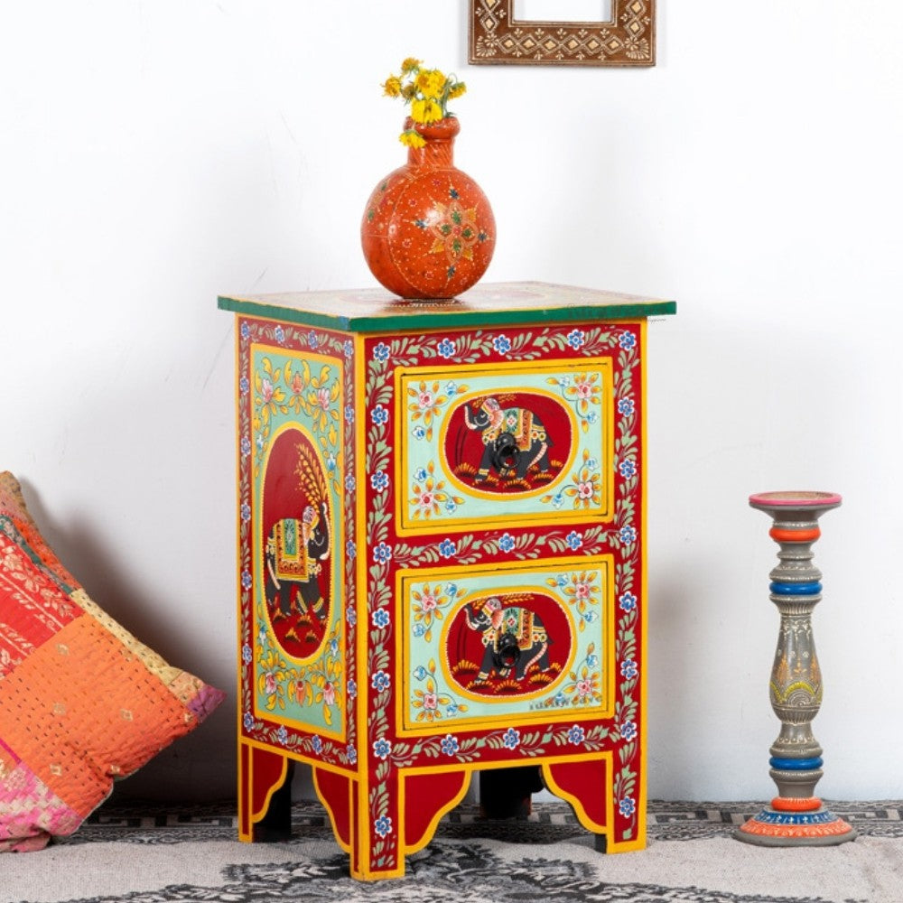 Wiki Wooden Side Table (Handpainted)