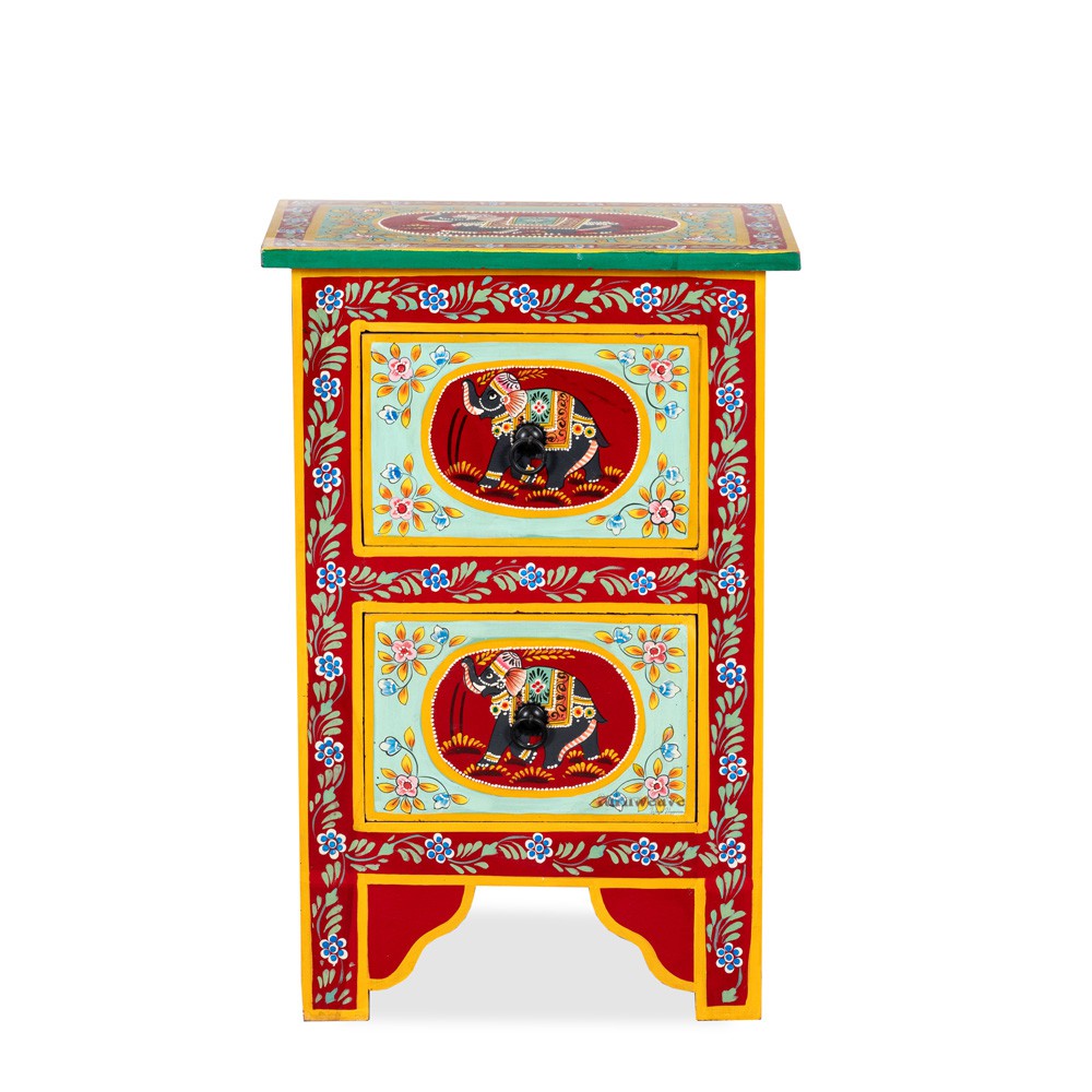 Wiki Wooden Side Table (Handpainted)