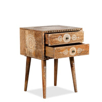 Apvan Wooden Handpainted Side Table (Natural)