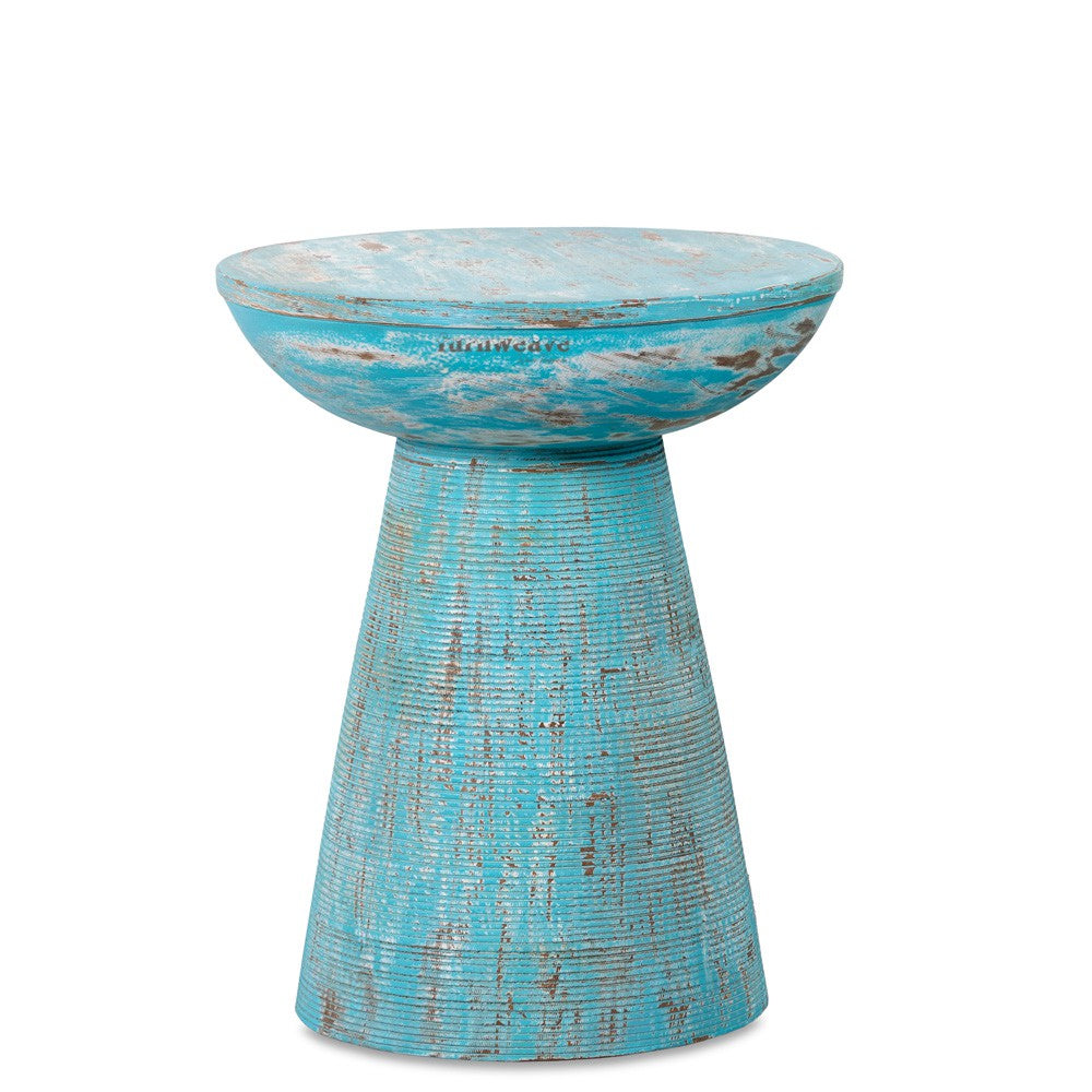 Ruben Wooden Rustic Side Table Set of Two (Light Blue Distress)