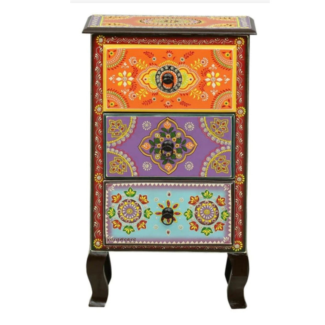 Raj Wooden Handpainted Side Table