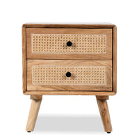 Jhumer Wooden Rattan Side Table (Natural)